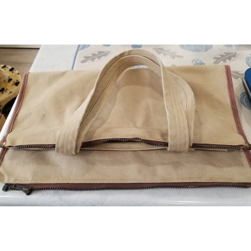 Hinged top zip together Tote Bag canvas vintage Nalco Products Corporation Vtg